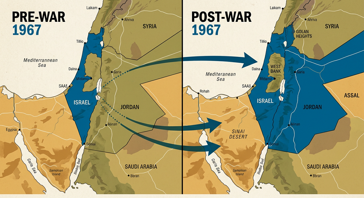 六日战争前后地图对比
